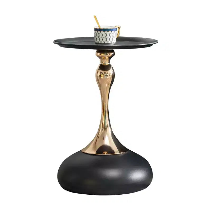 Table d'appoint ronde moderne peu encombrante avec plateau et cadre en métal, table de canapé d'appoint