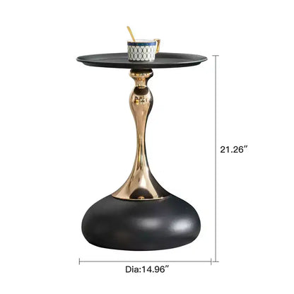 Table d'appoint ronde moderne peu encombrante avec plateau et cadre en métal, table de canapé d'appoint