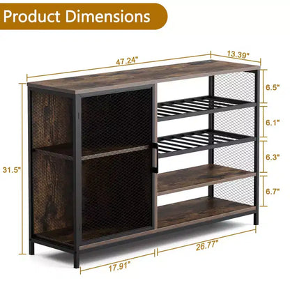 Table d'appoint industrielle avec station de charge, Table de chevet rétro avec lumière LED