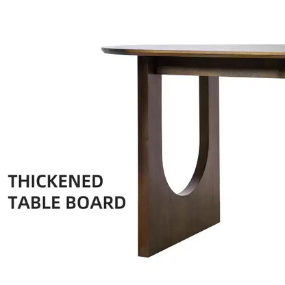 Table à manger ovale 79" pour 6-8 personnes, plateau en bois résistant aux rayures et pieds arqués, style ferme moderne, noyer