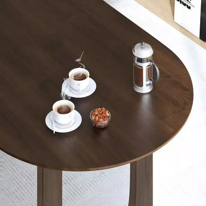 Table à manger ovale 79" pour 6-8 personnes, plateau en bois résistant aux rayures et pieds arqués, style ferme moderne, noyer