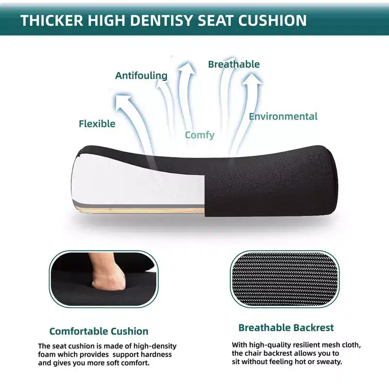 Chaise de bureau ergonomique avec repose-pieds rétractable, support lombaire et accoudoirs rembourrés, pivotante