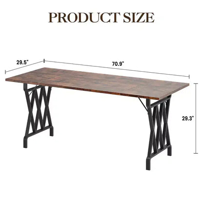 Table à manger de ferme avec base en métal, plateau en bois rustique pour salle à manger, restaurant et café