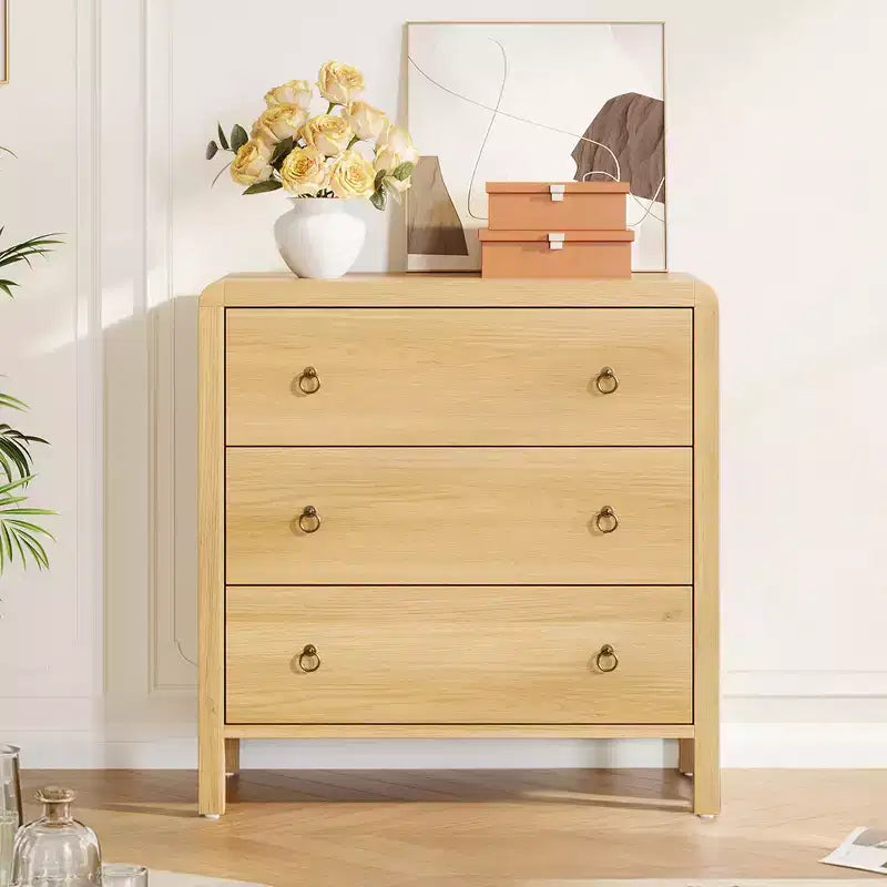 Commode haute à tiroirs multiples avec poignées en métal, meuble de rangement autoportant pour chambre à coucher et salon