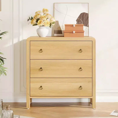Commode haute à tiroirs multiples avec poignées en métal, meuble de rangement autoportant pour chambre à coucher et salon
