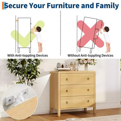 Commode haute à tiroirs multiples avec poignées en métal, meuble de rangement autoportant pour chambre à coucher et salon