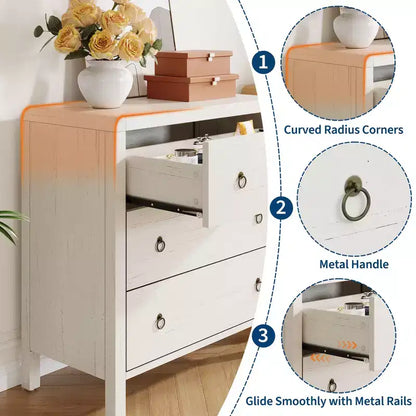 Commode haute à tiroirs multiples avec poignées en métal, meuble de rangement autoportant pour chambre à coucher et salon
