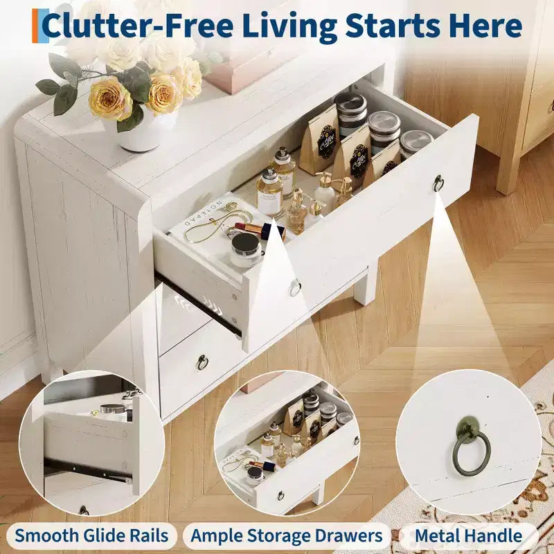 Commode haute à tiroirs multiples avec poignées en métal, meuble de rangement autoportant pour chambre à coucher et salon