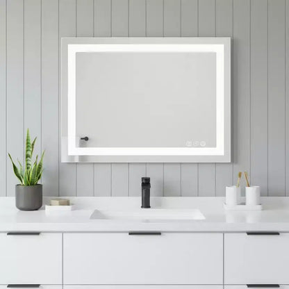 Miroir de courtoisie de salle de bain sans cadre lumineux transparent de 20 po, rétroéclairé par LED
