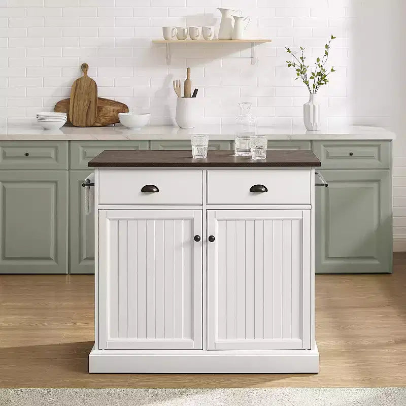 Îlot de cuisine métallique de 36 po avec 2 portes et 2 étagères, chariot de rangement moderne