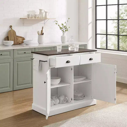 Îlot de cuisine métallique de 36 po avec 2 portes et 2 étagères, chariot de rangement moderne
