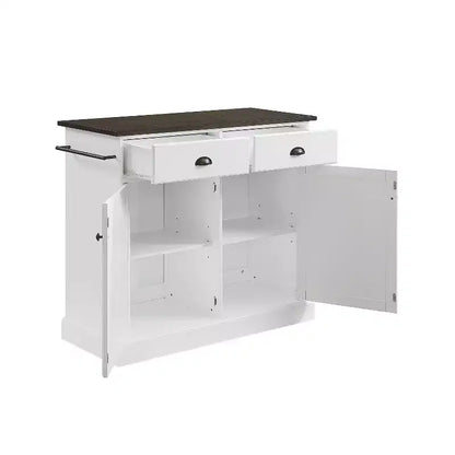 Îlot de cuisine métallique de 36 po avec 2 portes et 2 étagères, chariot de rangement moderne