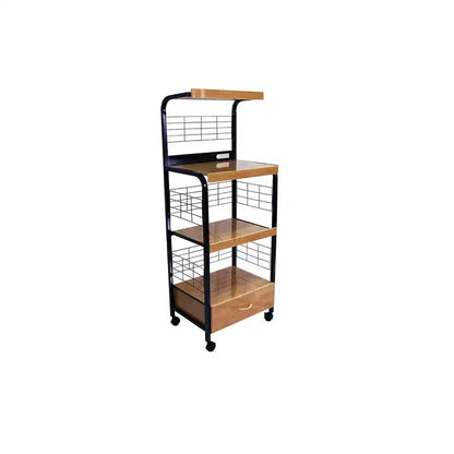 HomeStock 59.5 in.H Beechwood Microwave Carts for Modular Kitchen with 4 Shelves