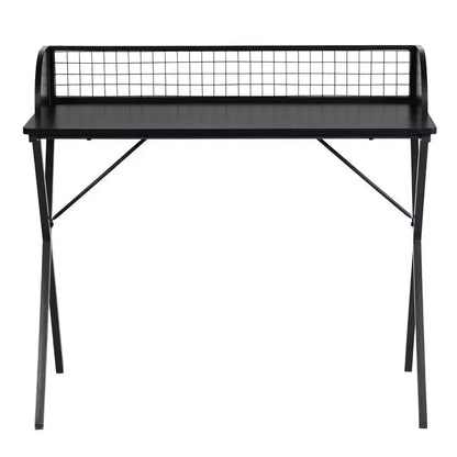 Bureau informatique de 101,6 cm pour jeux et bureau à domicile avec étagère de rangement à grille et cadre en métal en forme de X, noir