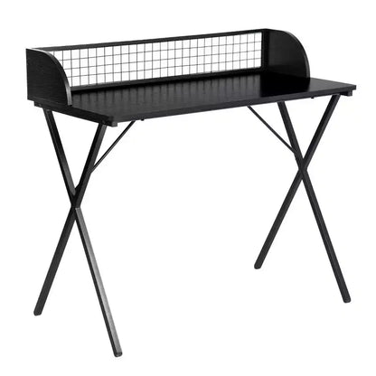 Bureau informatique de 101,6 cm pour jeux et bureau à domicile avec étagère de rangement à grille et cadre en métal en forme de X, noir