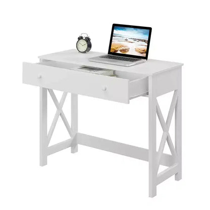 Bureau d'ordinateur 29" noir en panneaux de particules, bureau de télétravail minimaliste, aucun assemblage requis