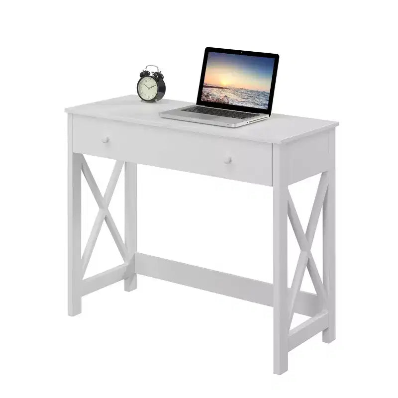 Bureau d'ordinateur 29" noir en panneaux de particules, bureau de télétravail minimaliste, aucun assemblage requis