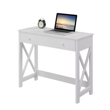 Bureau d'ordinateur 29" noir en panneaux de particules, bureau de télétravail minimaliste, aucun assemblage requis