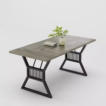 Grande table à manger de 180 cm pour 4 à 6 personnes, table de cuisine de style rustique en bois avec pieds en métal, tables de cuisine rectangulaires pour salle à manger, salon