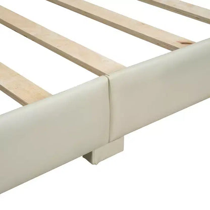 Lit gigogne en bois pour mère et enfant, tailles Queen et Twin XL, capitonné en cuir PU, plateforme au sol