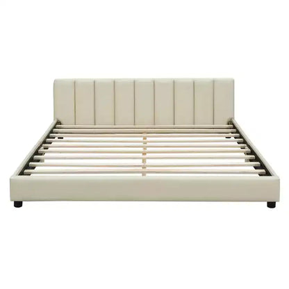 Lit gigogne en bois pour mère et enfant, tailles Queen et Twin XL, capitonné en cuir PU, plateforme au sol