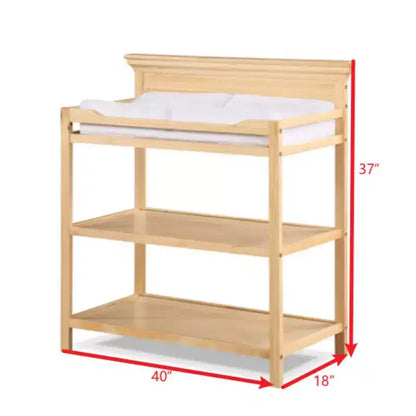 Table à langer universelle avec étagères ouvertes, finition non toxique et design transitoire pour chambre de bébé