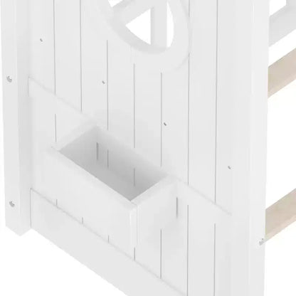 Lit de sol Montessori double en bois de pin massif avec étagère de rangement et toit