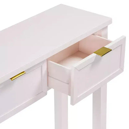 Console étroite avec rangement, table d'entrée minimaliste en bois avec 4 tiroirs et étagère inférieure pour couloir et entrée