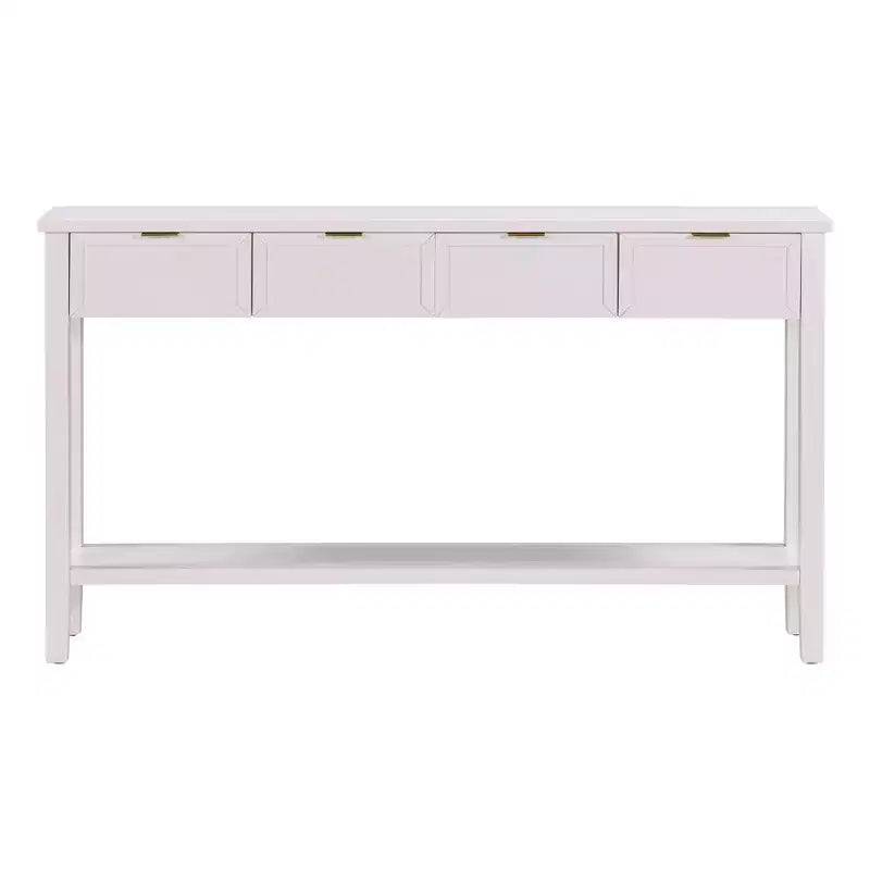 Console étroite avec rangement, table d'entrée minimaliste en bois avec 4 tiroirs et étagère inférieure pour couloir et entrée