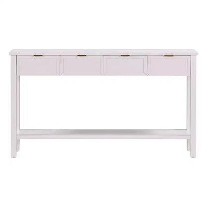 Console étroite avec rangement, table d'entrée minimaliste en bois avec 4 tiroirs et étagère inférieure pour couloir et entrée