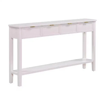 Console étroite avec rangement, table d'entrée minimaliste en bois avec 4 tiroirs et étagère inférieure pour couloir et entrée