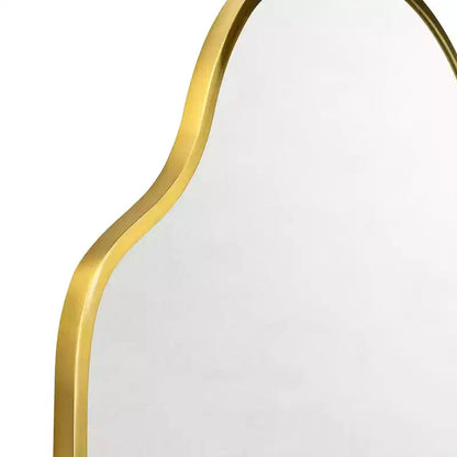 Miroir mural asymétrique 22"x34" en or brossé, cadre irrégulier en laiton, fixation murale pour salle de bain et entrée