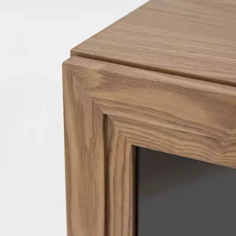 Étagère à livres moderne en bois de 31 po avec 2 portes vitrées et tablette ajustable, naturelle