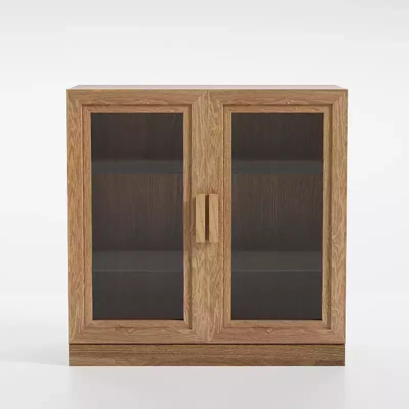 Étagère à livres moderne en bois de 31 po avec 2 portes vitrées et tablette ajustable, naturelle