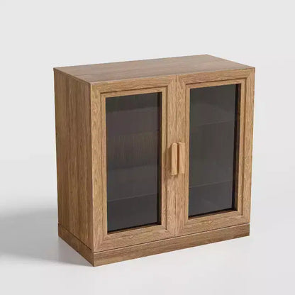 Étagère à livres moderne en bois de 31 po avec 2 portes vitrées et tablette ajustable, naturelle