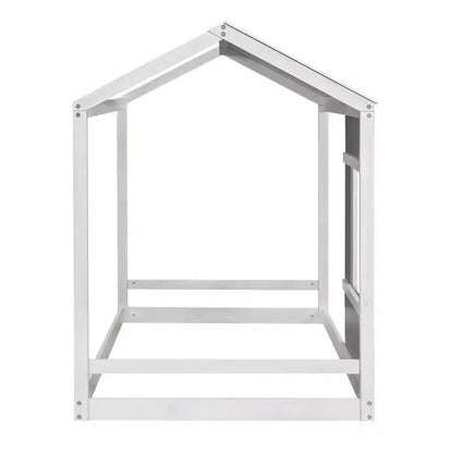 Lit plate-forme double avec toit et fenêtre, cadre de lit cabane, aucun sommier tapissier requis, lit double pour chambre à coucher, chambre d'enfant, chambre d'enfant