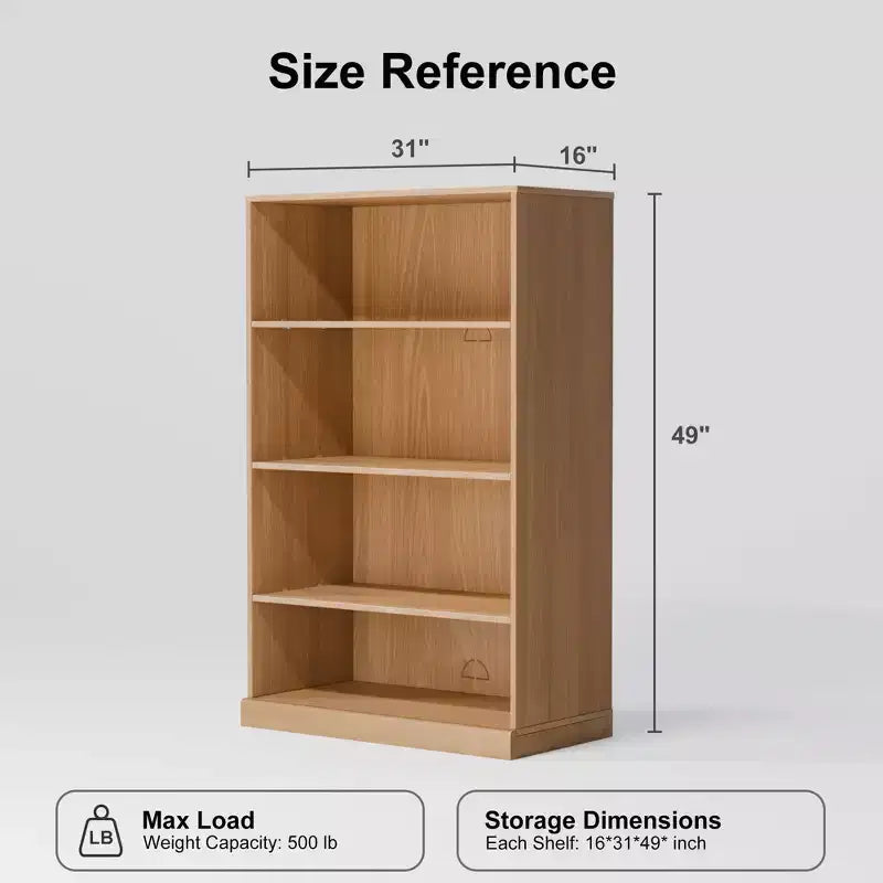 49x31x16 Meuble de Rangement Bibliothèque en Bois Sans Porte pour Cuisine, Chambre et Salon, Naturel