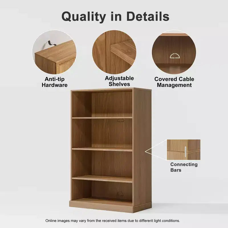 49x31x16 Meuble de Rangement Bibliothèque en Bois Sans Porte pour Cuisine, Chambre et Salon, Naturel