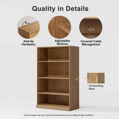 49x31x16 Meuble de Rangement Bibliothèque en Bois Sans Porte pour Cuisine, Chambre et Salon, Naturel